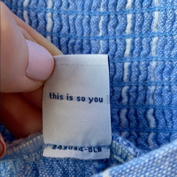 Blue & White Striped Smocked Jumsuit - Picture 9 of 9